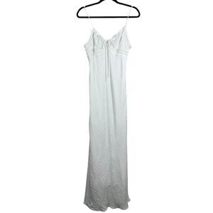 Princess Polly White Emily Spaghetti Strap Lace Trim Maxi Slip Dress Fitted 10